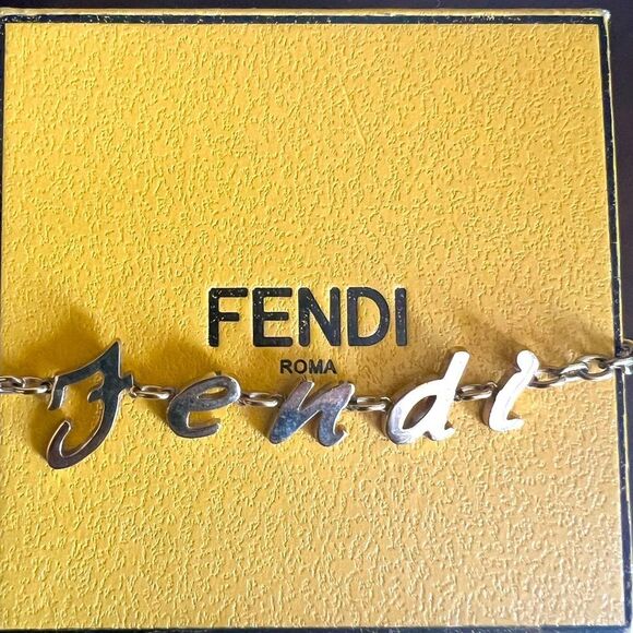 FENDI Script Necklace Gold Tone - Picture 4 of 9